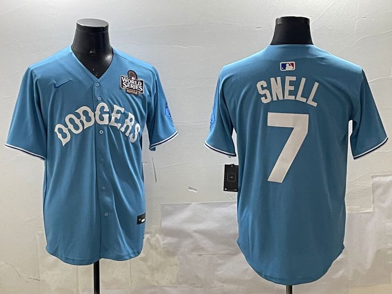 Men Los Angeles Dodgers #7 Snell Light Blue Joint Name 2025 Nike MLB Jersey style 5->los angeles dodgers->MLB Jersey